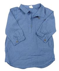 Modré lehké riflové košilové šaty s límečkem H&M