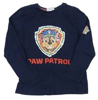 Tmavomodré triko s PAW PATROL z překlápěcích flitrů zn. PRIMARK