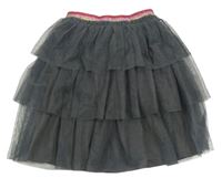 Tmavošedá tylová vrstvená sukně Mini Boden
