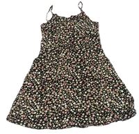 Černo-růžovo-smetanové květované šaty Primark