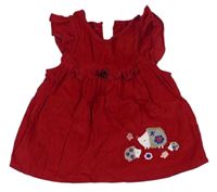 Červené manšestrové šaty s ježky