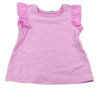 Růžovo/lila melírované tričko s volánky s madeirou zn. Next