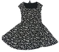 Černé květované bavlněné šaty New Look