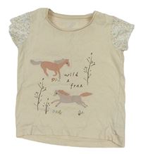 Béžové tričko s koňmi Mothercare