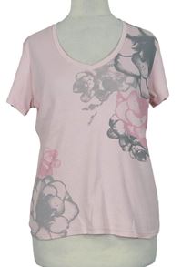 Dámské světlerůžové tričko s květy M&S
