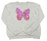Světlebéžový svetr s motýlkem s flitry H&M