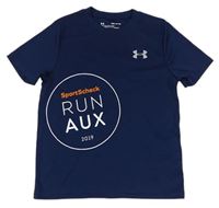 Tmavomodré sportovní funkční tričko s nápisem Under Armour