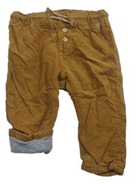 Hnědé manšestrové podšité kalhoty H&M