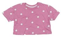 Růžové puntíkované crop tričko Primark