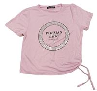 Růžové crop tričko s nápisem a vzorem Select