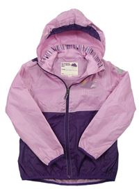 Fialovo-růžová šusťáková jarní bunda s kapucí 