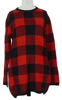 Pánský červeno-černý kostkovaný svetr H&M