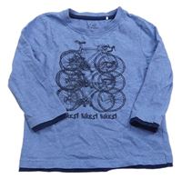 Modré melírované triko s jízdními koly Topolino
