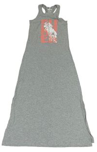 Šedé melírované dlouhé šaty s nápisem Pepperts 