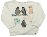 Krémová mikina s tučňáky a nápisy F&F