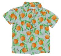 Světlemodrá košile s pomeranči a kytičkami Primark