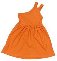 Oranžové žebrované asymetrické šaty Shein