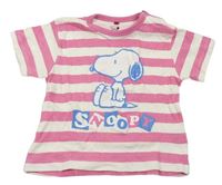 Růžovo-bílé pruhované tričko se Snoopym 