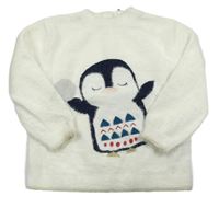 Krémový chlupatý svetr s tučňákem M&S