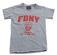 Šedé melírované tričko s nápisem FDNY