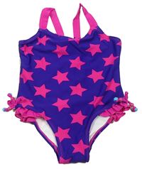 Fialovo-růžové jednodílné plavky s hvězdičkami Tu