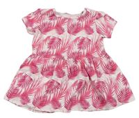 Bílo-růžové šaty s listy Lupilu