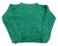 Zelený chlupatý svetr 