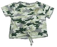 Zeleno-khaki army crop tričko s uzlem Primark