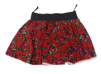 Červená květovaná šifonová sukně