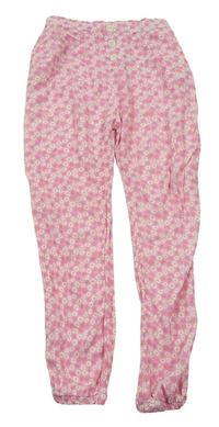 Růžové květované lehké kalhoty Primark