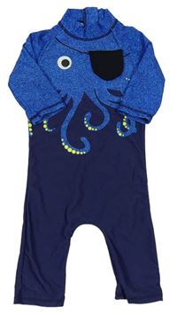 Tmavomodro-modrý UV overal s chobotnicí 
