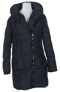 Dámský černý šusťákový zimní kabát s límcem Warehouse 