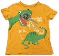 Oranžové tričko s dinosaury C&A