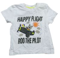 Bílé tričko s nápisem a letadlem Topolino
