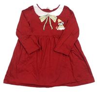 Červené bavlněné šaty s tučňákem zn. H&M