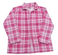 Tmavorůžovo-růžovo-bílý kostkovaný flanelový pyžamový kabátek infinity kids