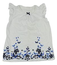 Bílé tričko s motýly
