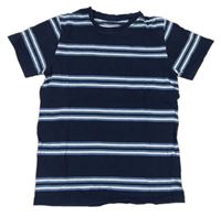 Tmavomodro-modrošedo-bílé pruhované tričko Primark