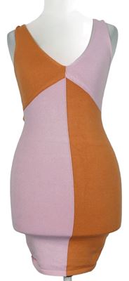 Dámské oranžovo-růžové svetrové šaty 