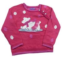 Růžový puntíkovaný svetr s medvídkem 