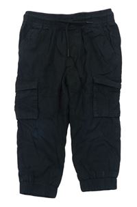 Černé plátěné cargo cuff podšité kalhoty Matalan