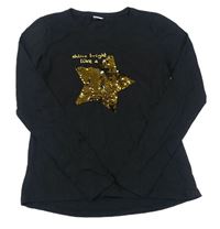 Černé triko s hvězdičkou z flitrů S. Oliver