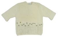 Smetanový pletený svetr s výšivkami mexx