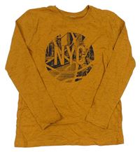 Medové melírované triko s nápisem Yigga