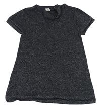 Šedé třpytivé svetrové šaty s mašlí zn. H&M