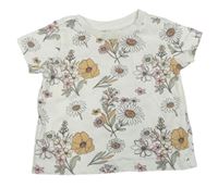 Smetanové květované tričko