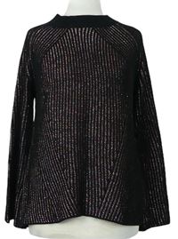 Dámský černo-barevný třpytivý žebrovaný svetr Matalan 