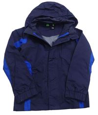 Tmavomodro-modrá šusťáková jarní funkční bunda s kapucí Mountain Warehouse