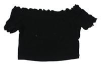 Černé žebrované crop tričko River Island