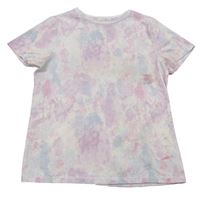 Růžovo-bílo-světlemodré batikované tričko F&F